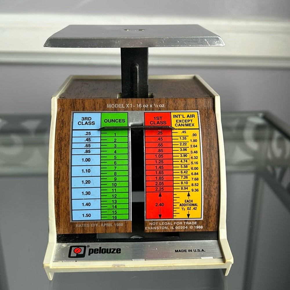 Pelouze 1988 rates vintage postal scale